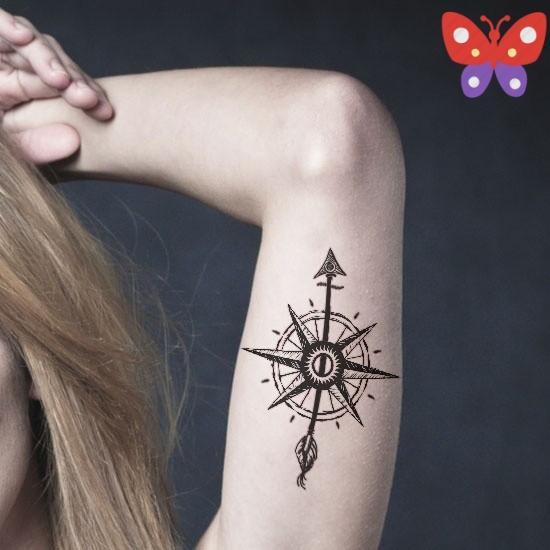 4compass-tattoo-with-arrow-on-bicep