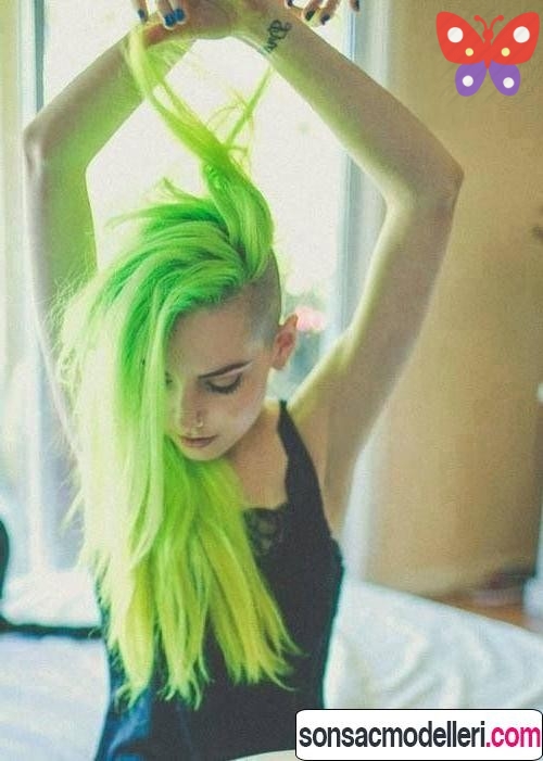 neon yeşil saç rengi